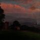 Countryside landscape, sunset signed Lavauden.