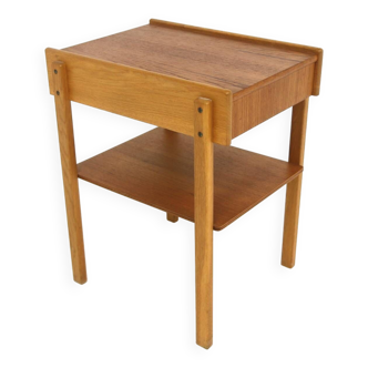 Table de chevet scandinave en teck et en chêne, Suède, 1960