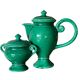 Ceramic glazed green jug and sugar bowl set, Vallauris