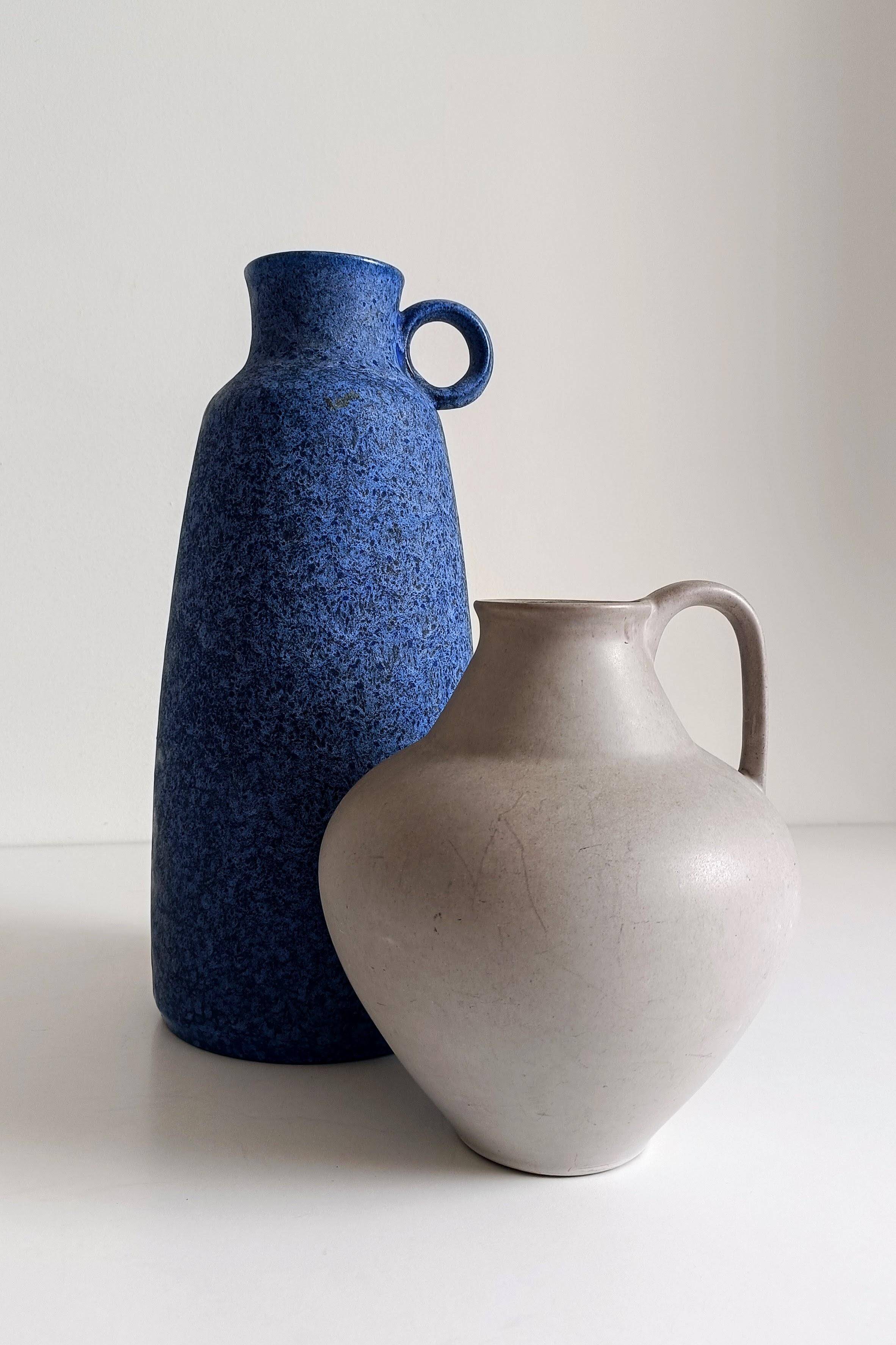 Mid-Century Ceramic Jug Vase by Ceramano, Blue Glaze, West Germany