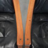 Set of 4 luxury black leather Art Deco dining chairs with armrests