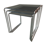 Vintage chrome and smoked glass nesting table