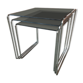 Vintage chrome and smoked glass nesting table