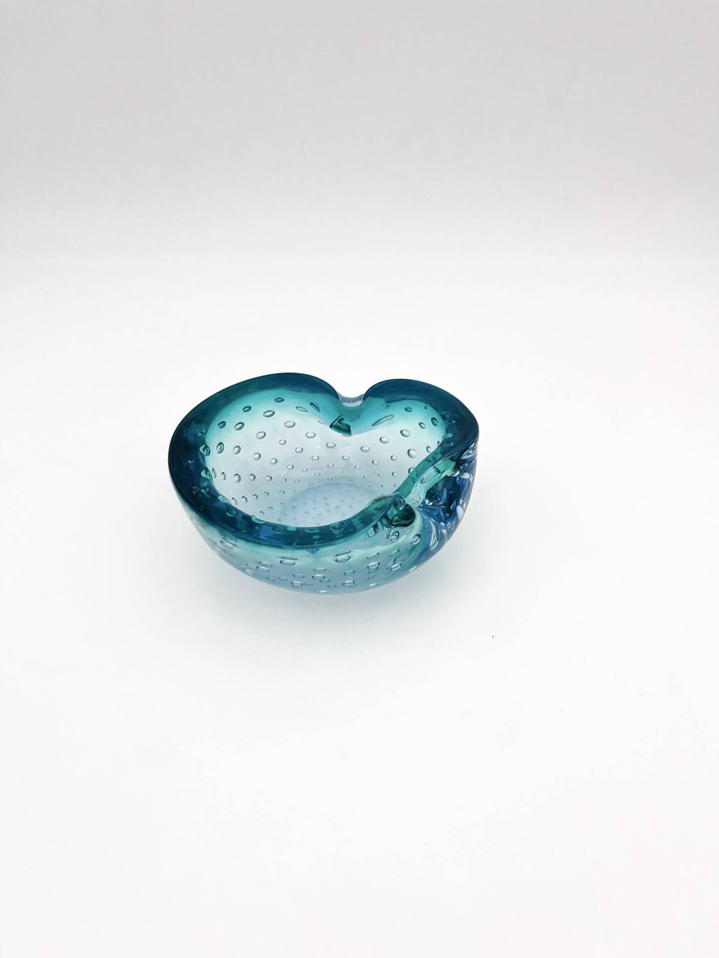 Murano Bullicante Peacock Blue Vide-Poche Vintage 60s 70s Art Glass