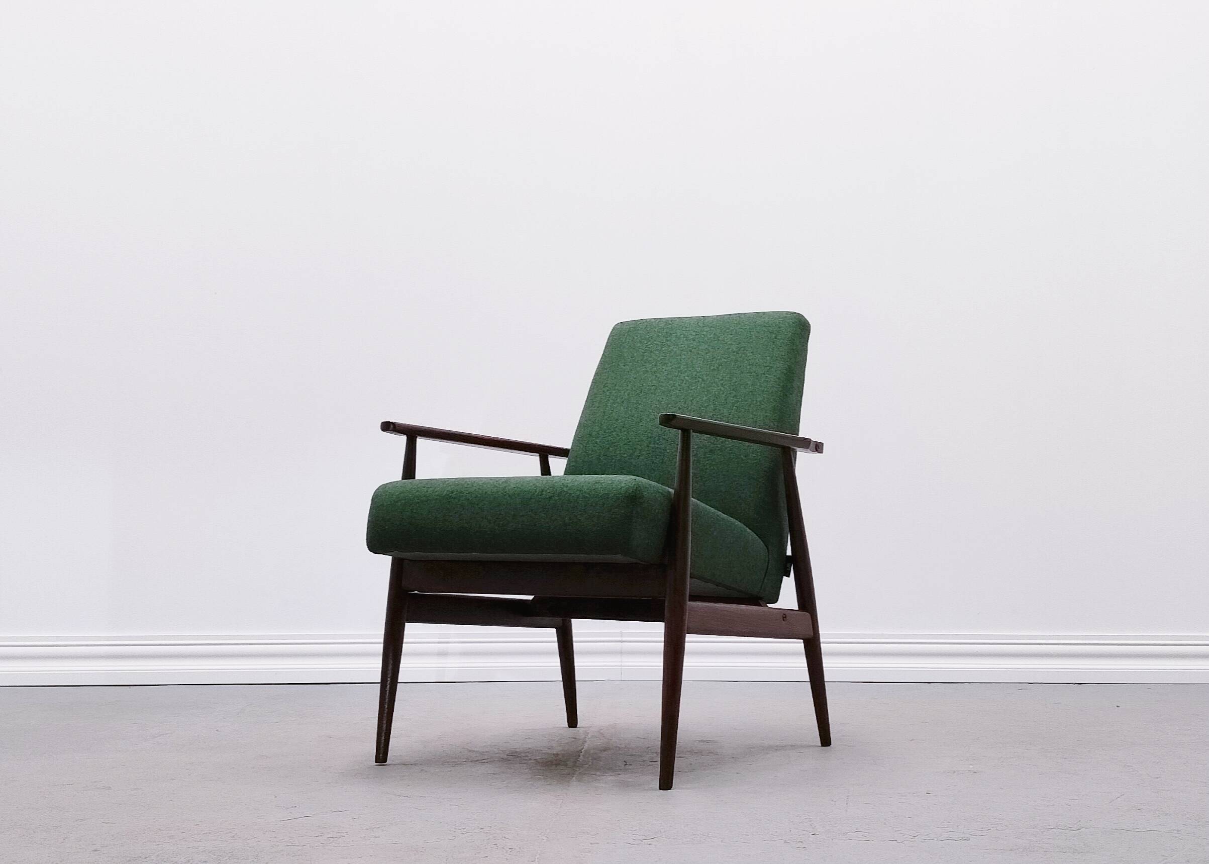 1960 Henryk Lis Mid Century Armchair in Green Tweed