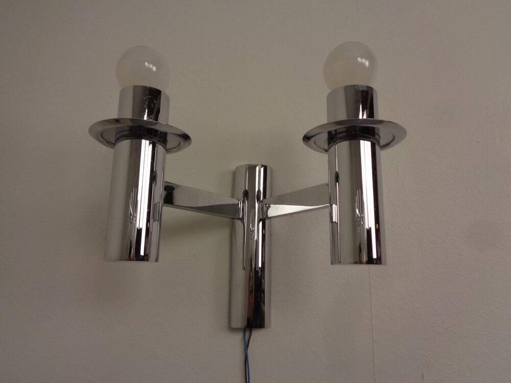 Chromed Glass Wall Lamp from OTT International, 1960s
