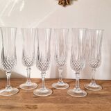6 Champagne flutes, Arques crystal, Longchamp model