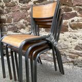 set of 4 industrial school chairs vintage school communities French School chairs Mullca