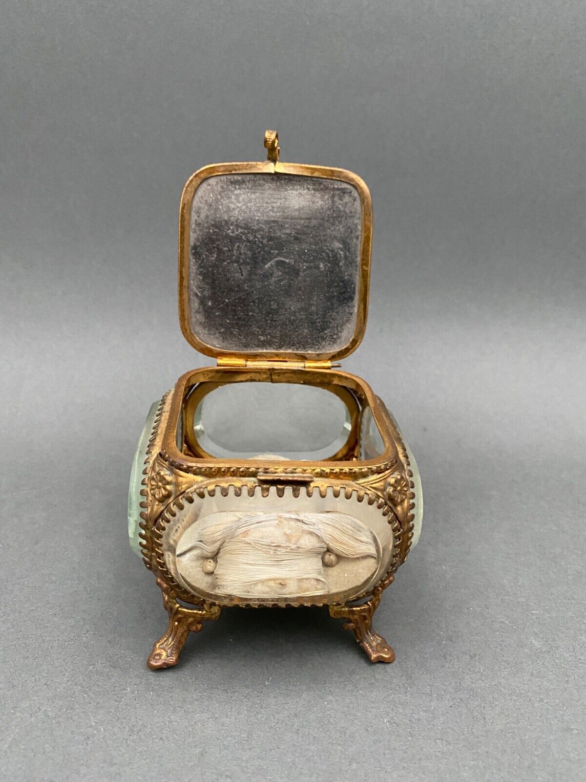 Boîte à Bijoux Ancienne En Verre Biseauté Et Laiton - Époque 1900 - Occasion