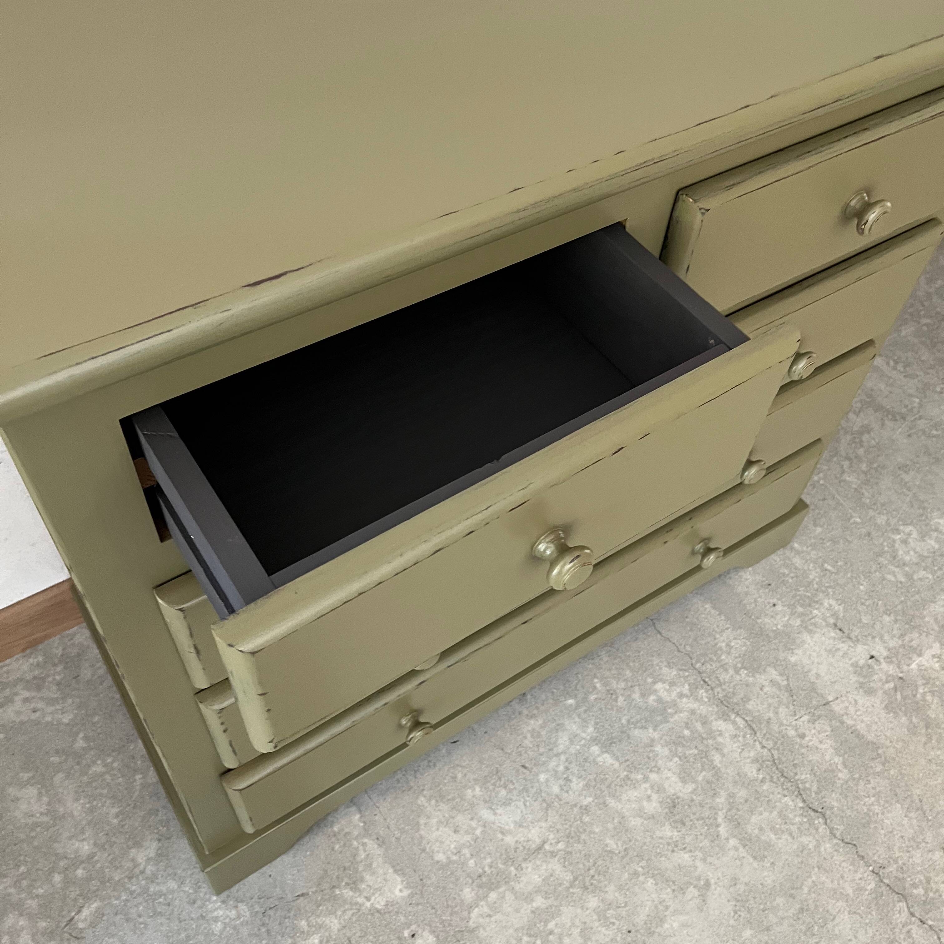 Green patinated chest of drawers