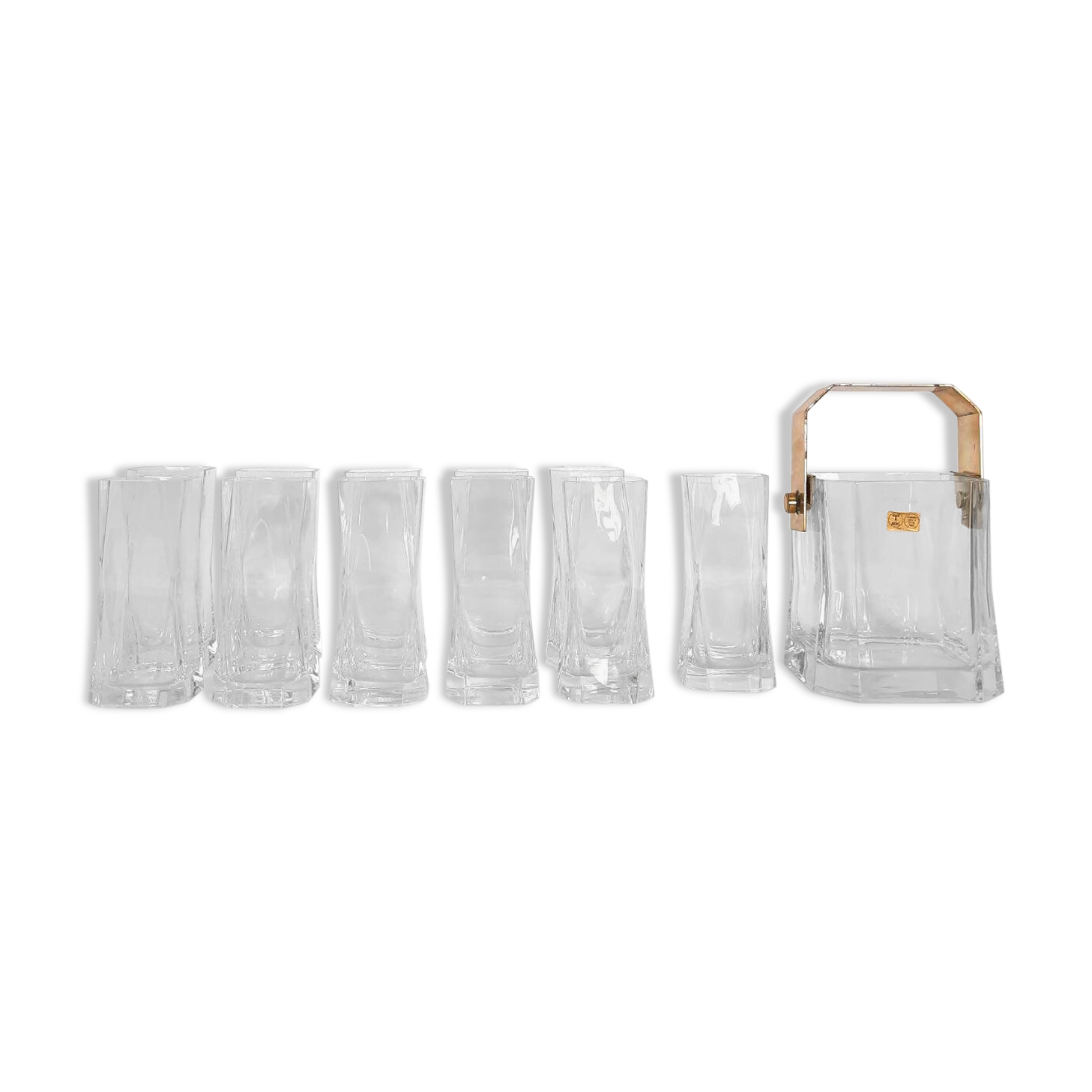 Servizio 11 Bicchieri con portaghiaccio, Tumbler Designer Cini Boeri Per Arnolfo Di Cambio.