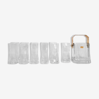 Servizio 11 Bicchieri con portaghiaccio, Tumbler Designer Cini Boeri Per Arnolfo Di Cambio.