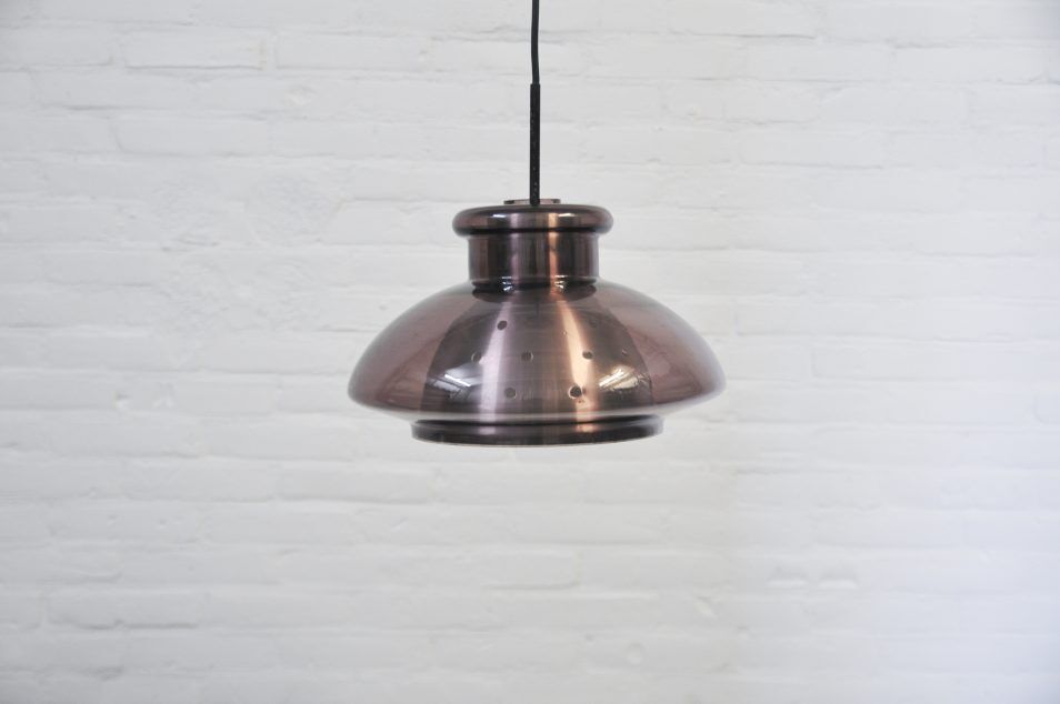 Vintage purple glass pendant lamp by Doria Leuchten 1970