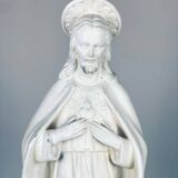 Statue of the Sacred Heart of Jesus signed Guelfi Maucci in marble powder