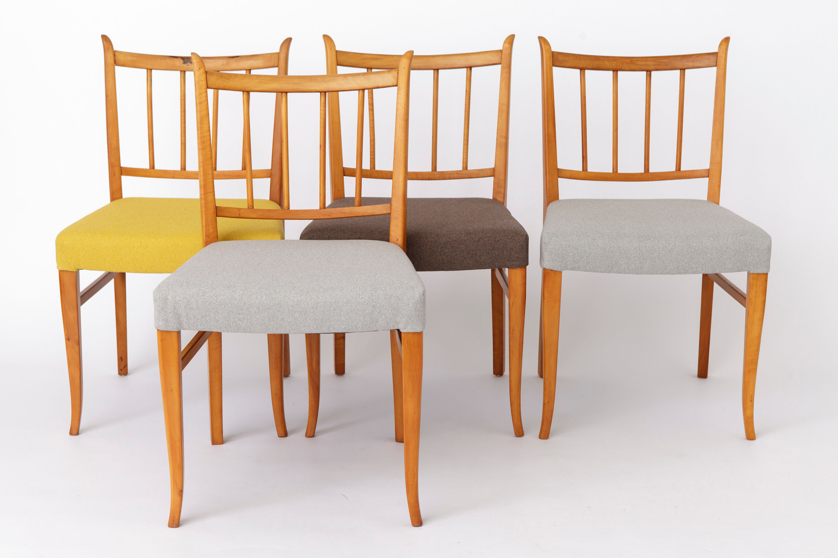 Set of 4 Vintage Beech Dining Chairs, 1950s Mid Century Modern, Germany