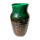 Vase céramique Accolay vintage années 60 Émaux mouchetés vert