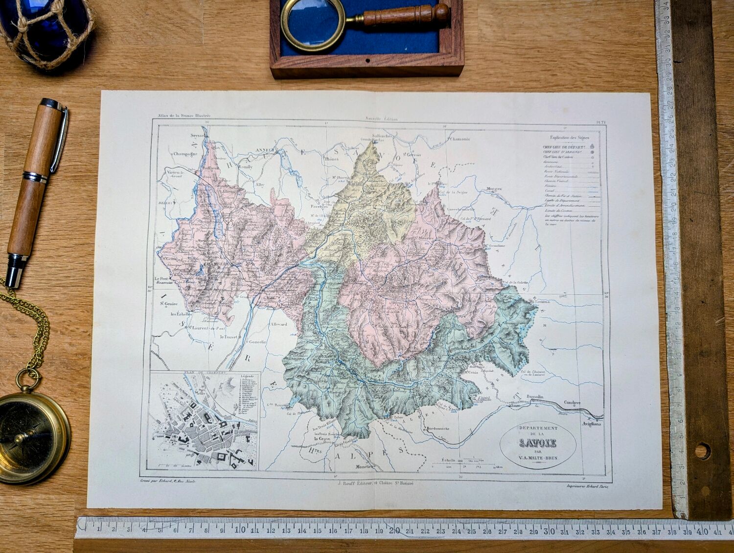Savoie, map printed in 1883.