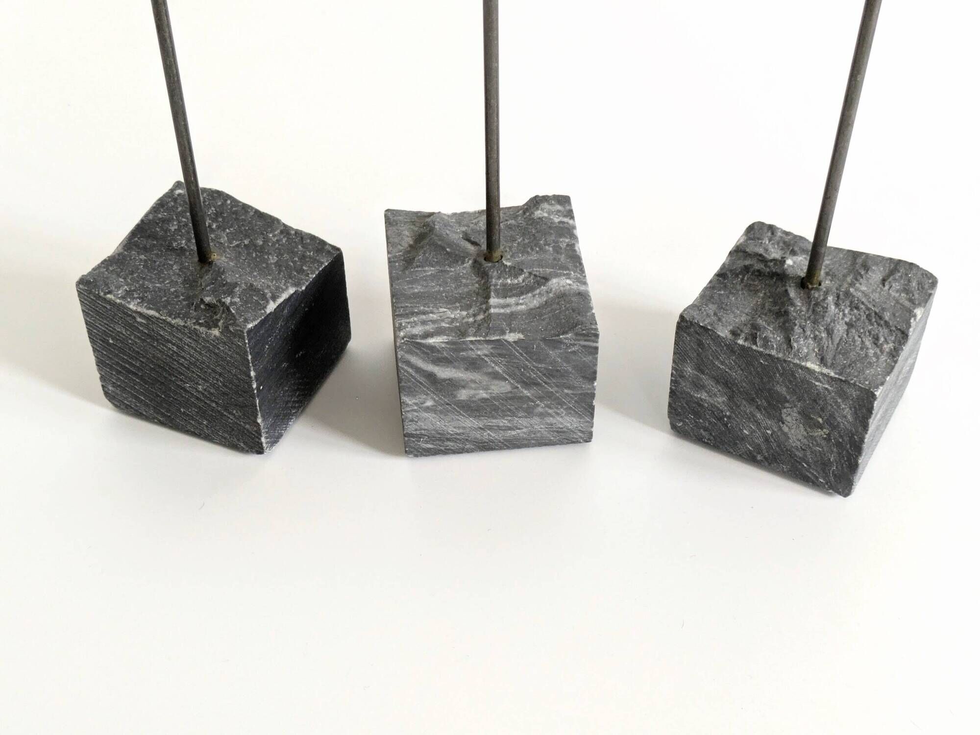 Set of 3 candlesticks | IKEA “Kräsen” from the 1980s | Steel, Brass, Granite