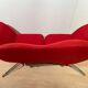 Postmodern Convertible Sofa in Red Fabric attributed to Bonaldo, Italy, 1980s