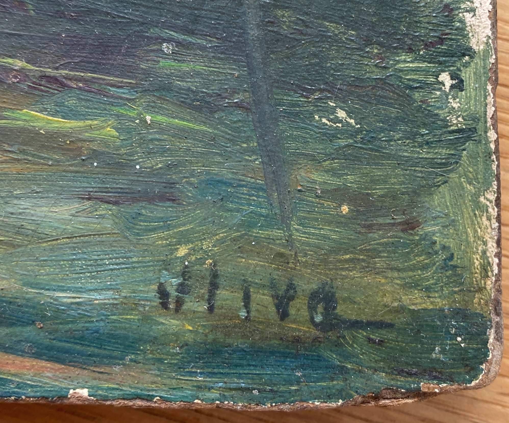 Old painting seen from Martigues dating from 1886, HSC signed