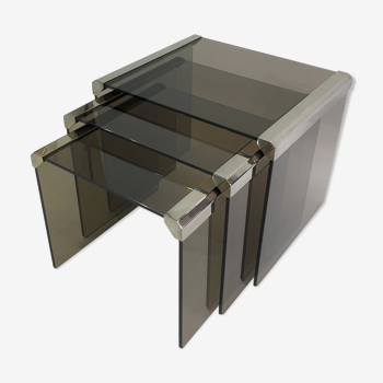 Gallotti & radice smoked glass nesting tables 1980s