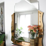 Pink facets and edges beveled 105x77cm mirror
