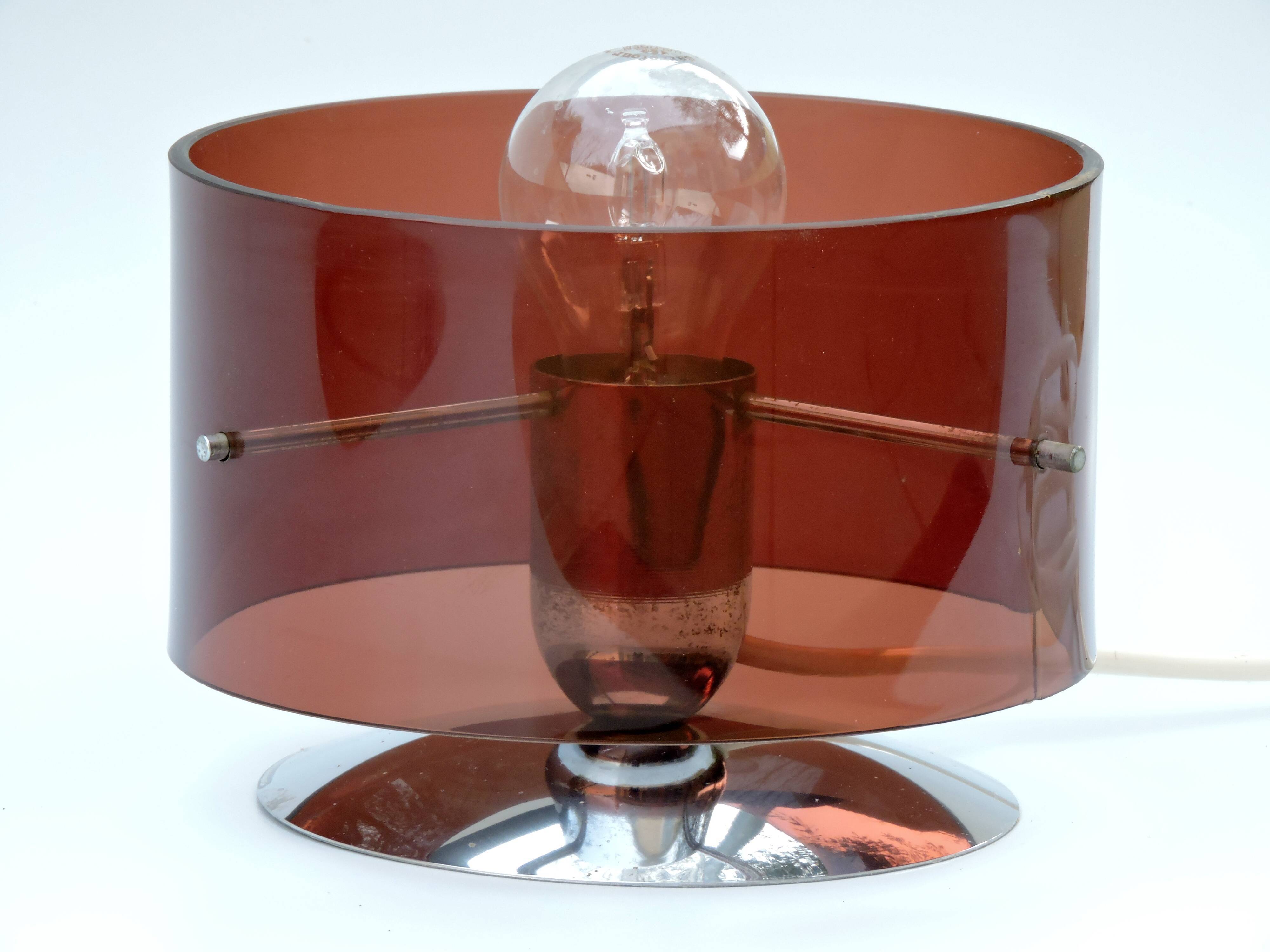 Table lamp Published by Oxar, circa 1972 Philippe Rogier in metal & smoked Altuglas