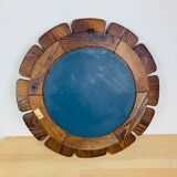 Brutalist mirror round wood 52 cm