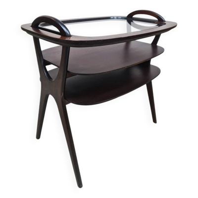 Table d'appoint vintage du milieu du siècle avec plateau de service Hans Olsen années 1950