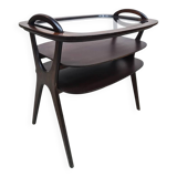 Table d'appoint vintage du milieu du siècle avec plateau de service Hans Olsen années 1950