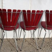 Set of 5 chairs the lag Soudexvinyl 1970 in leatherette Burgundy