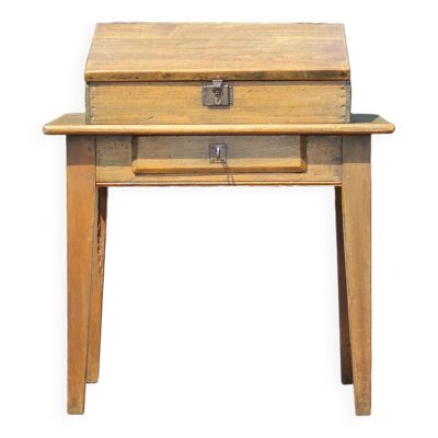 Bureau écritoire bois vintage, bureau bois vintage, secrétaire pupitre, meuble bois, décoration