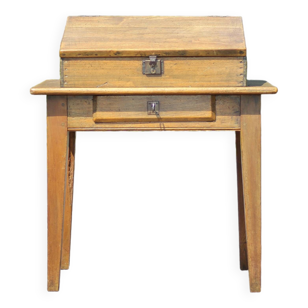 Bureau écritoire bois vintage, bureau bois vintage, secrétaire pupitre, meuble bois, décoration