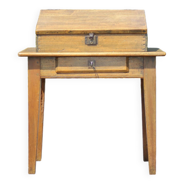 Bureau écritoire bois vintage, bureau bois vintage, secrétaire pupitre, meuble bois, décoration