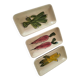 Trio de plats rectangulaires vintage à décor naïf de légumes