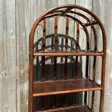 Library shelf, vintage rattan storage unit and canning.