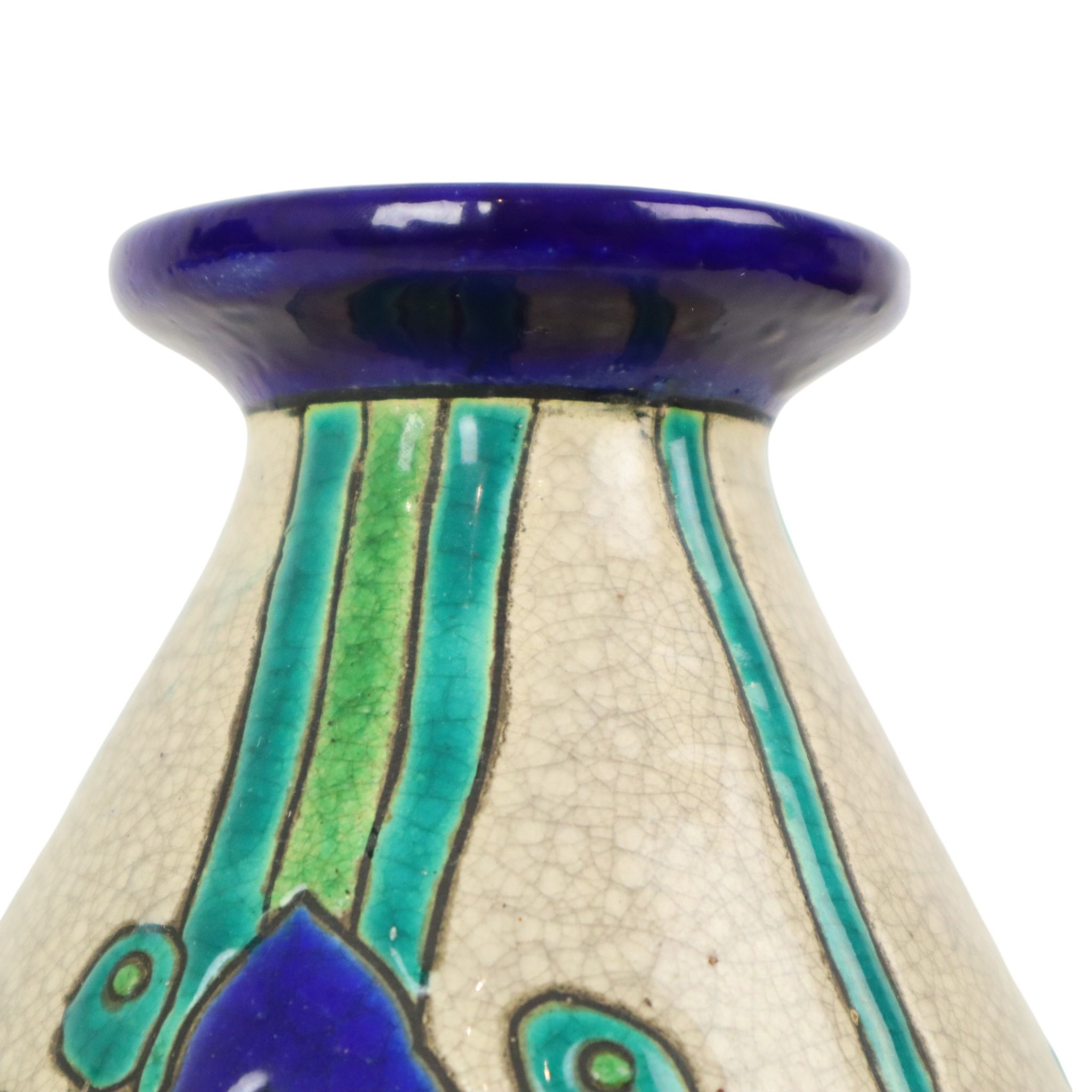 Vase Art Déco Polychrome Charles Catteau Boch Keramis D2366