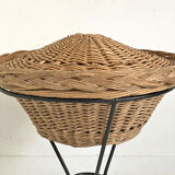 Wicker basket on vintage metal base 60's