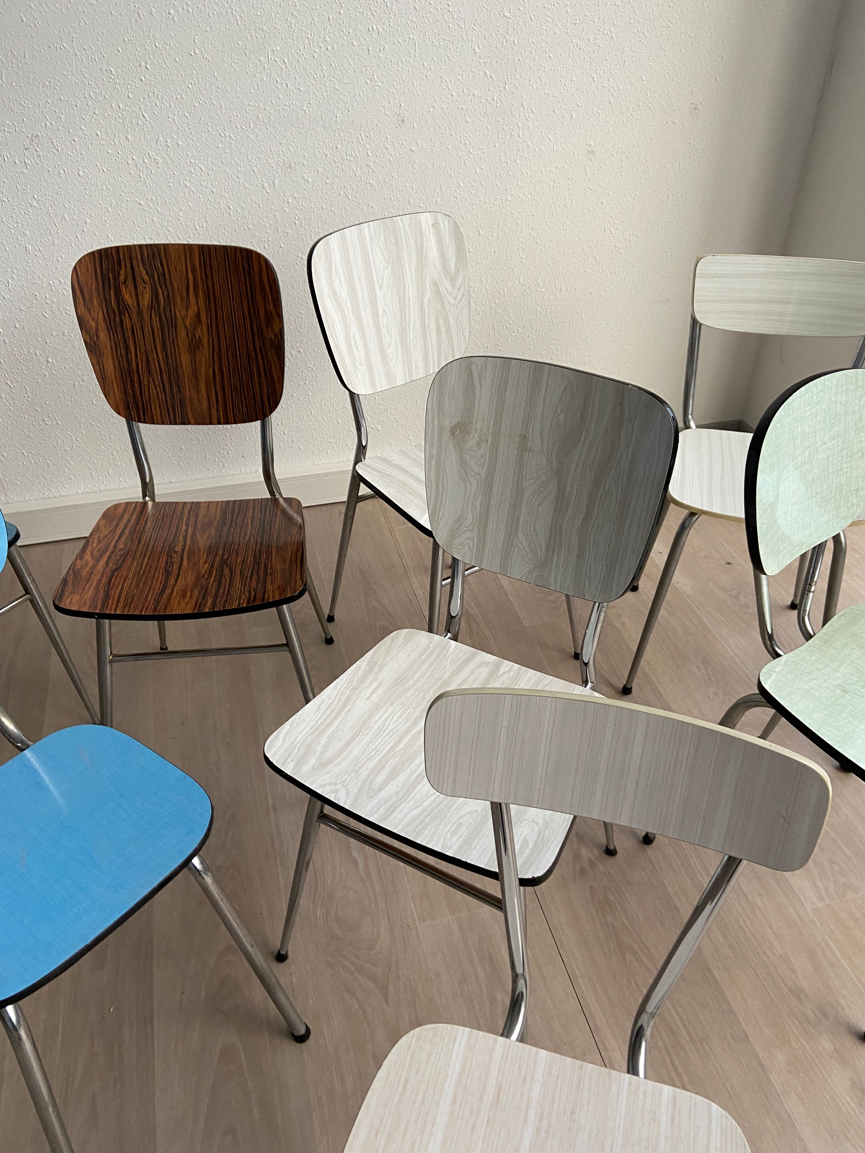 11 vintage Formica chairs
