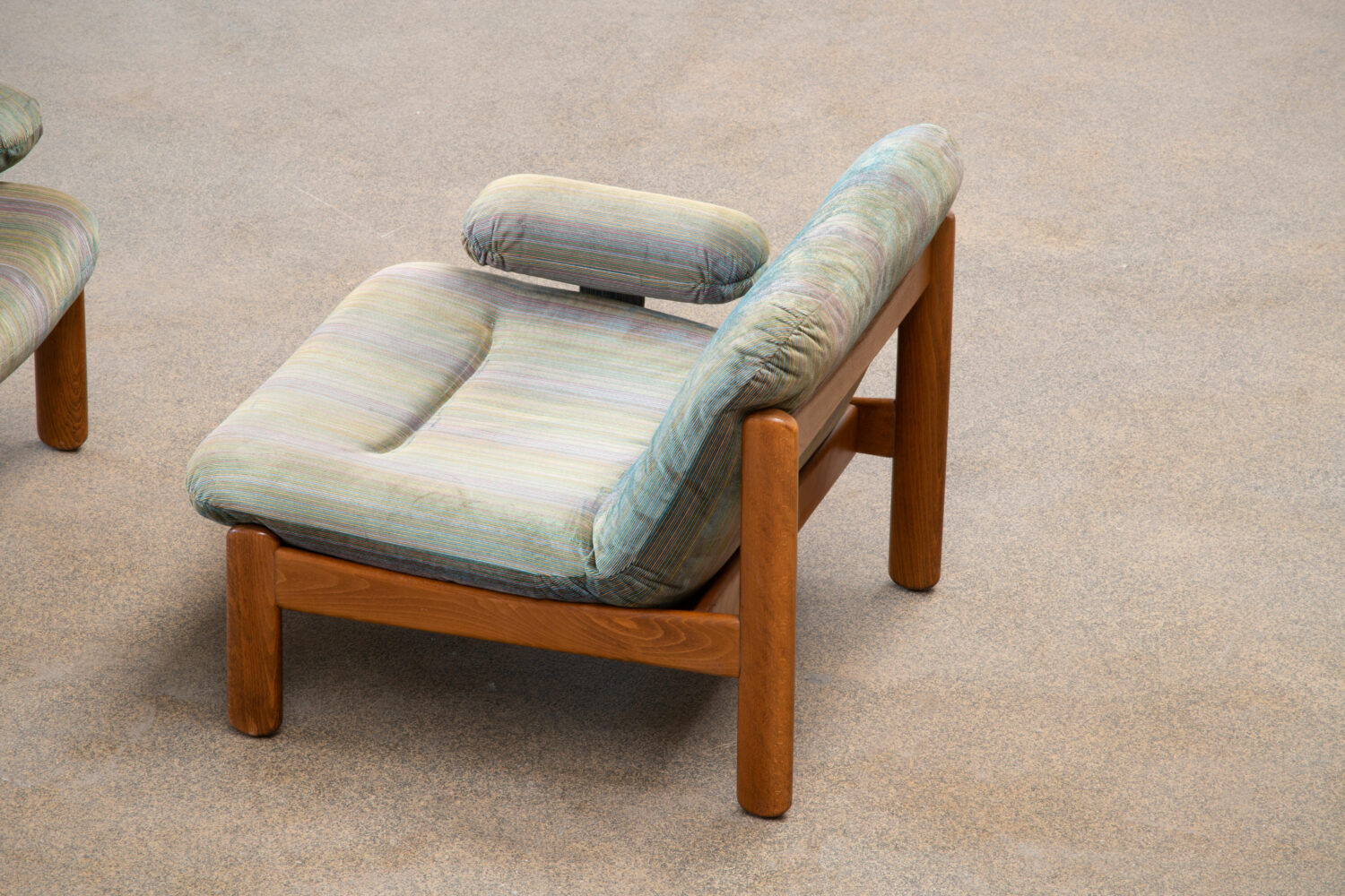 Pair of Scandinavian armchairs in teak and velvet, 1960