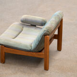 Pair of Scandinavian armchairs in teak and velvet, 1960