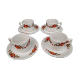 4 tasses à café faïence style fleuri