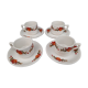 4 coffee cups flower-style earthenware