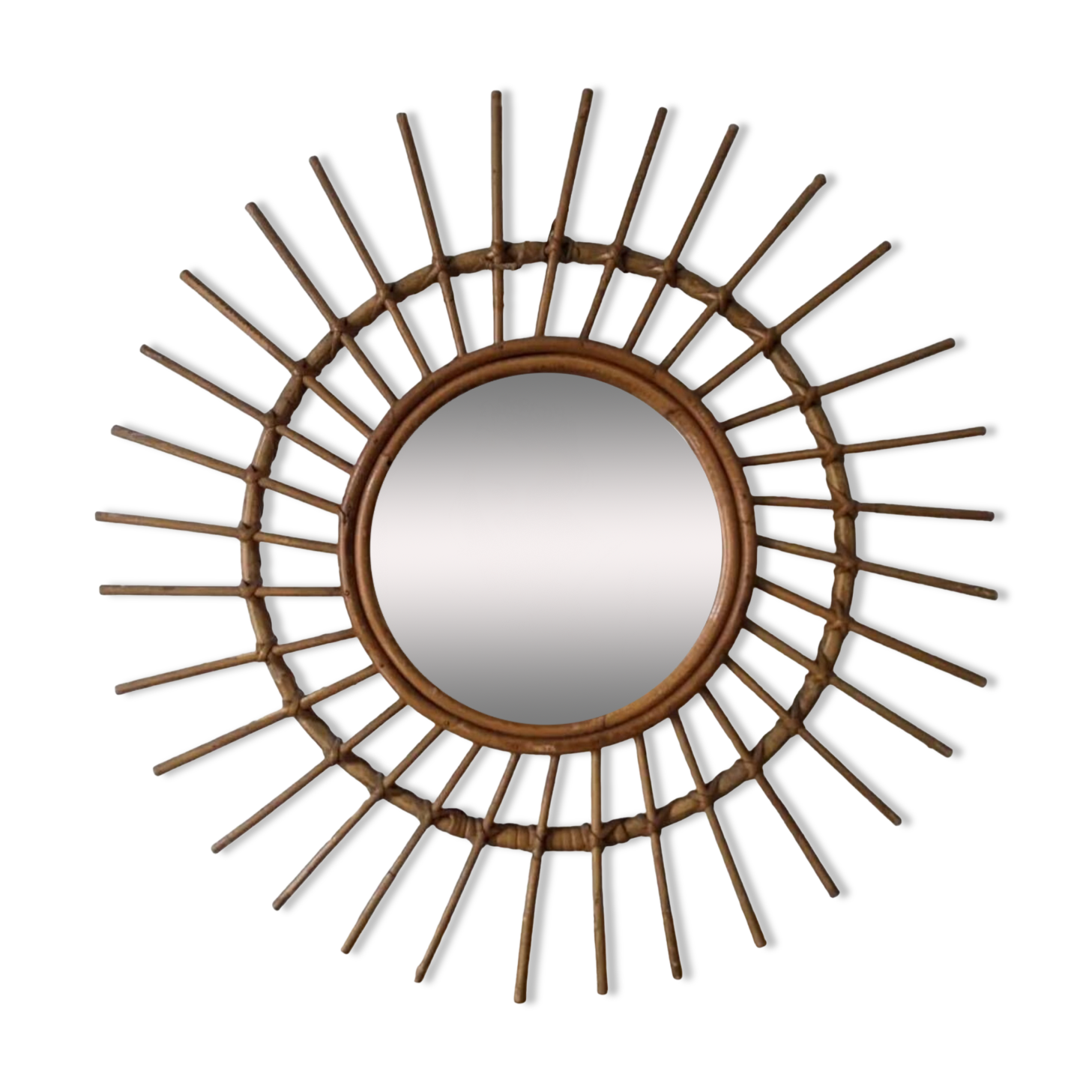 Vintage rattan sun mirror