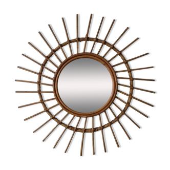 Vintage rattan sun mirror