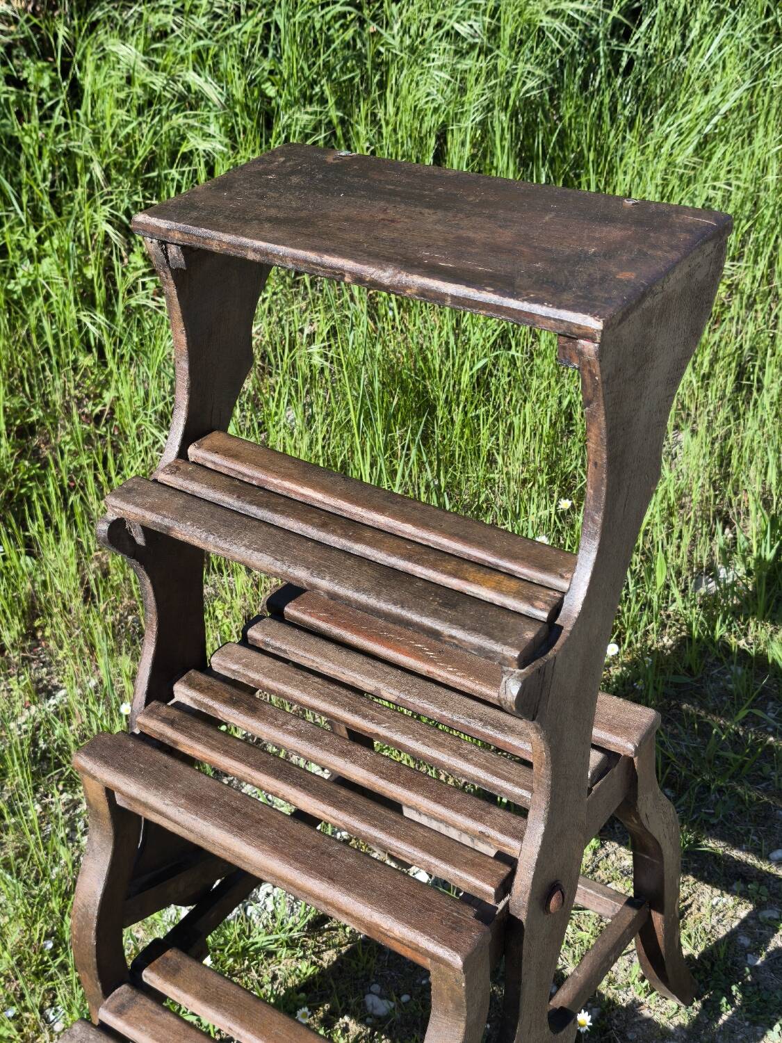 Chair, library step stool