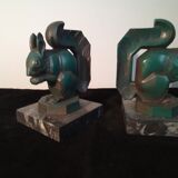 Max Le Verrier pair of Art Deco bookends "Squirrels" signed