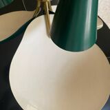 Vintage 3-light chandelier in gilded brass and metal from the 50s