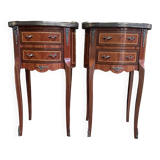 Paire de tables de chevets en marqueterie de style Louis XV