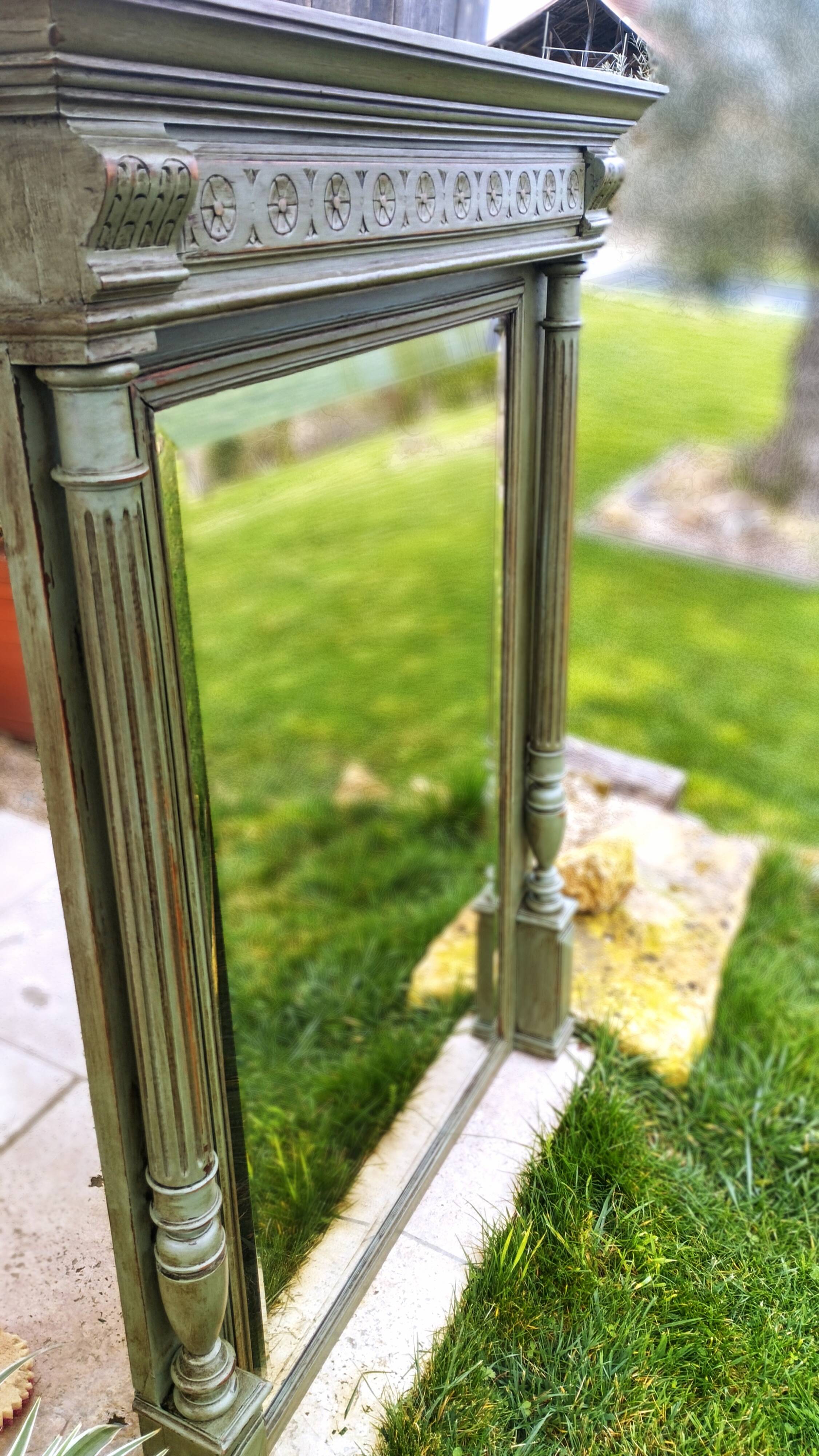 Antique olive green mirror